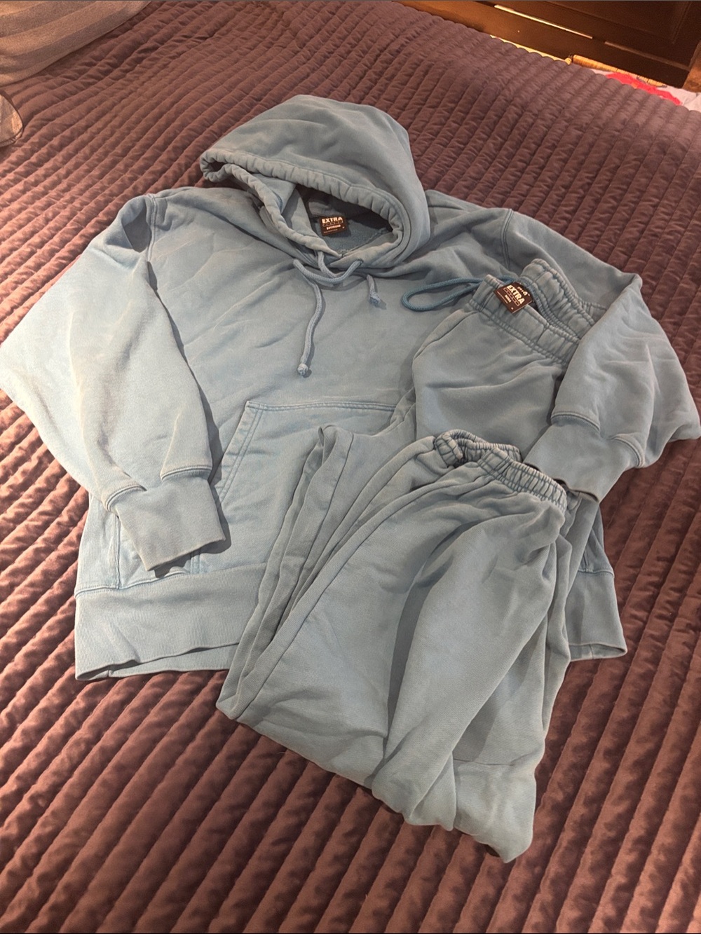TNA Light Blue Drawstring Hoodie & Sweatpants Set